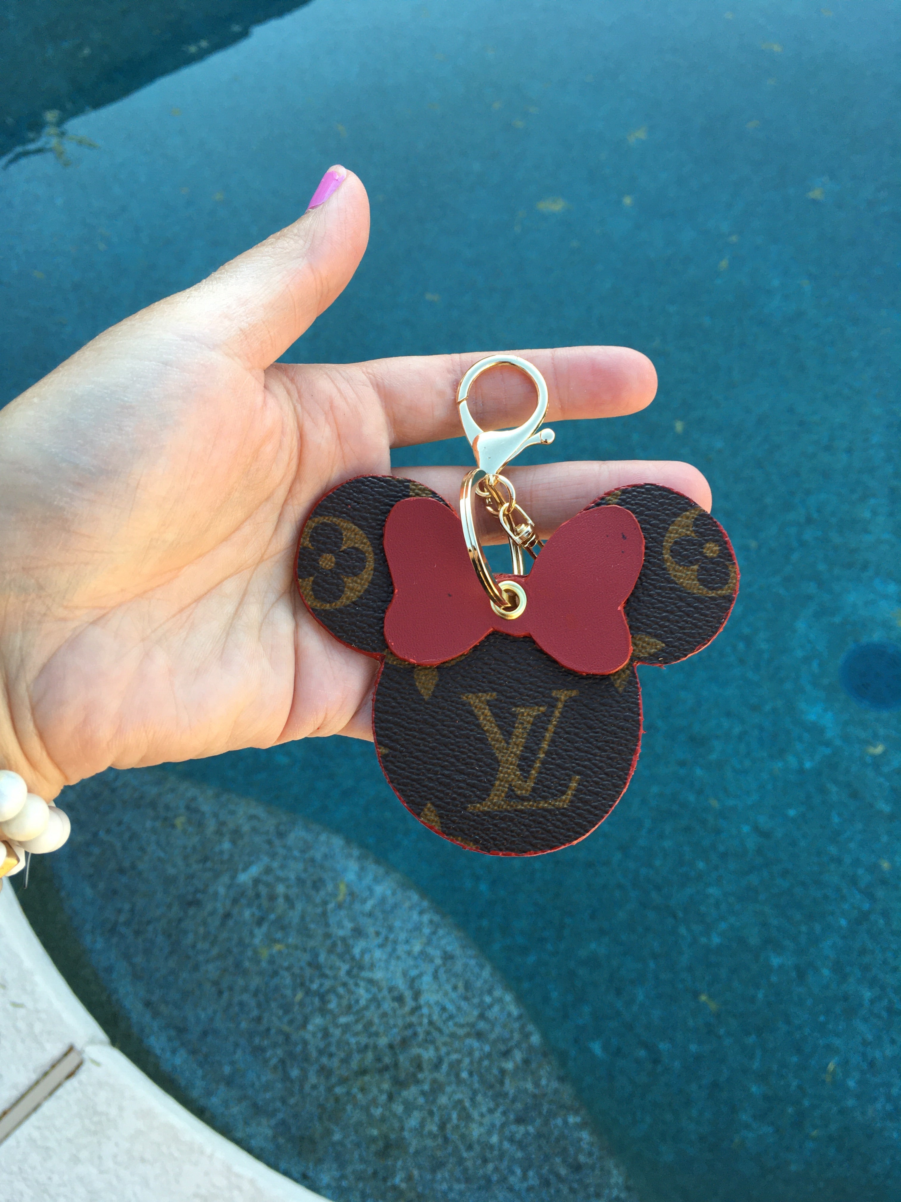 Heart shaped Keychain upcycled from authentic Louis Vuitton luggage